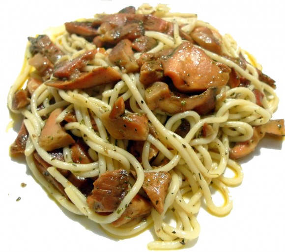 Espaguetis con rebollones